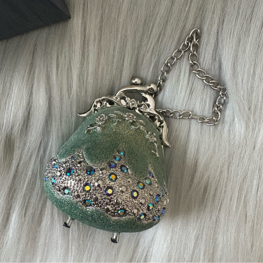 Perry Borrelli Light Green Sparkle & Crystal Purse Trinket Box